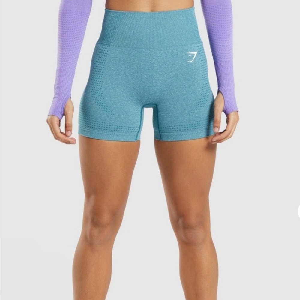 Gymshark Vital Seamless 2.0 Shorts Tahoe Teal Marl Size XS - Great Condition!